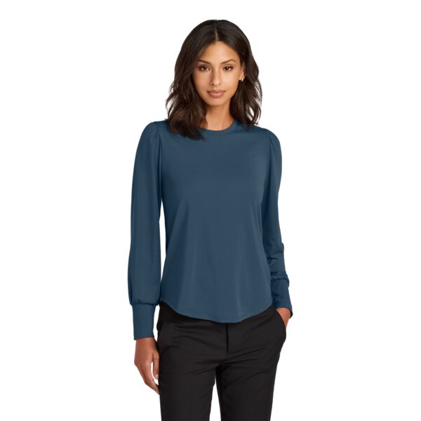 Women's Stretch Jersey Long Sleeve Blouson Top Thumbnail
